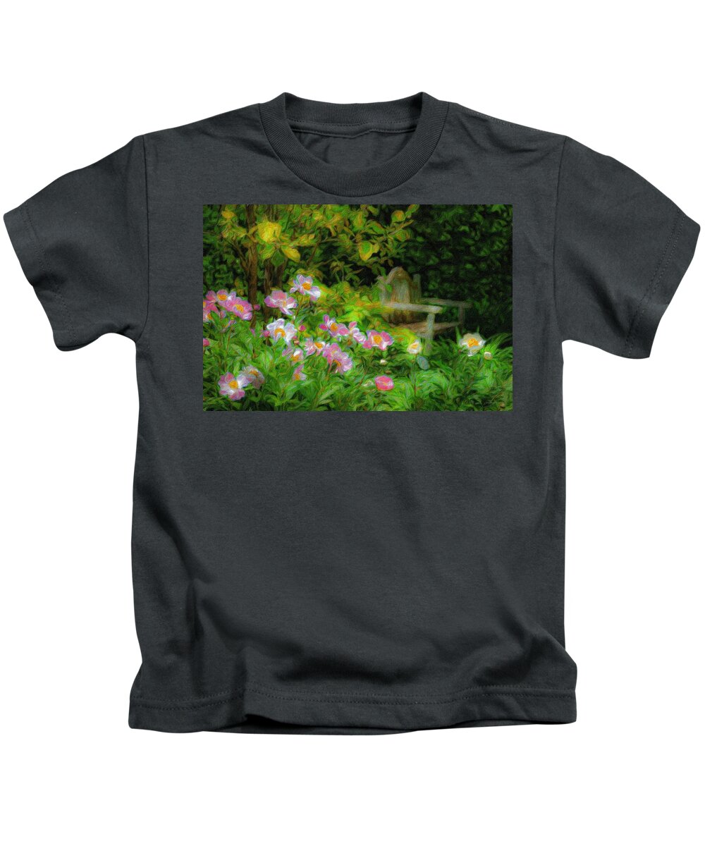 Garden Kids T-Shirt featuring the photograph Meet Me in the Garden Please by Diane Lindon Coy