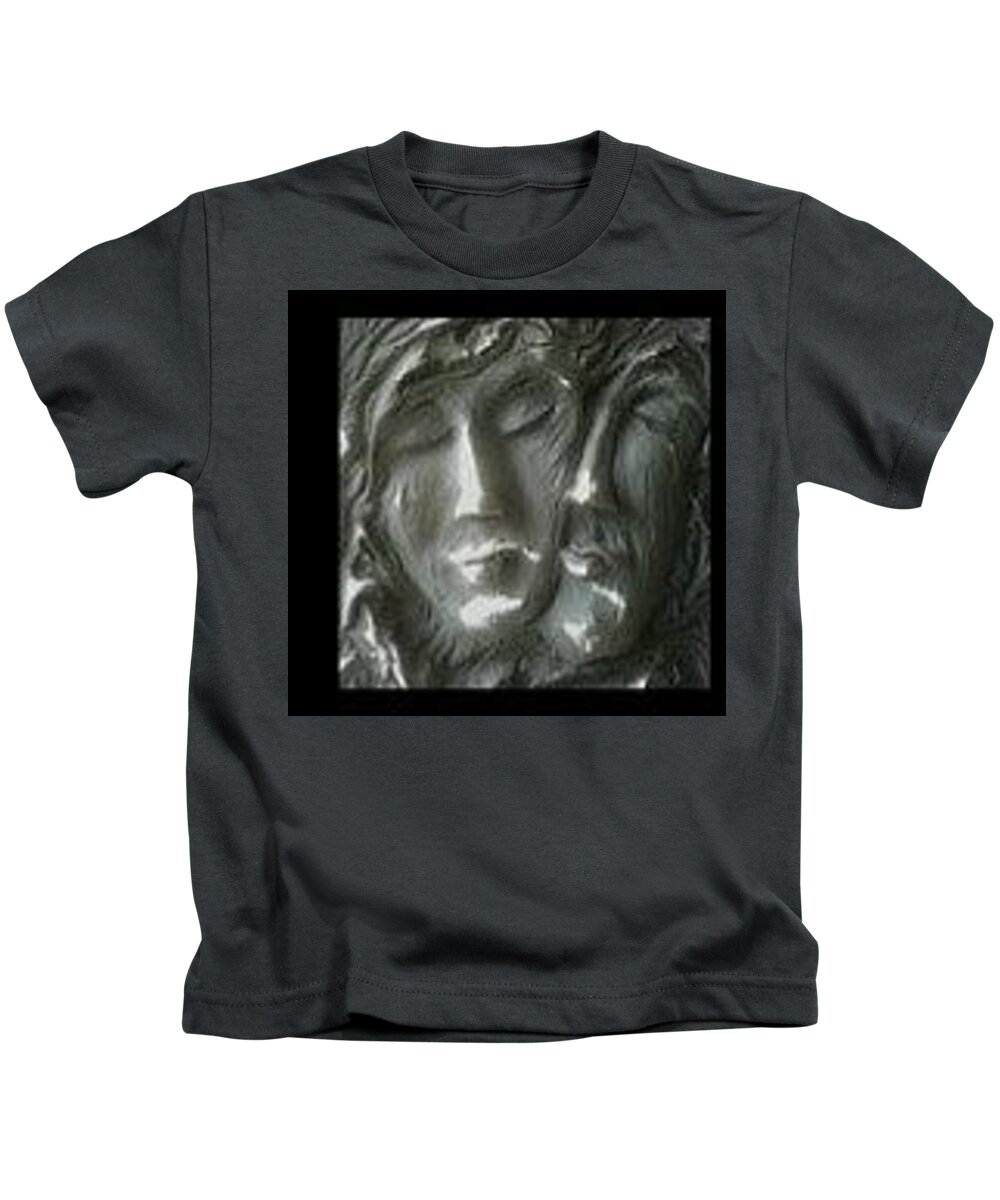 Portrait Kids T-Shirt featuring the painting Merged by Dawn Caravetta Fisher