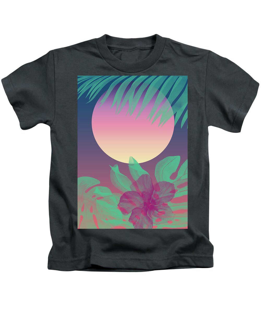 Miami Kids T-Shirt featuring the digital art Miami Dreaming - Dusk by Christopher Lotito
