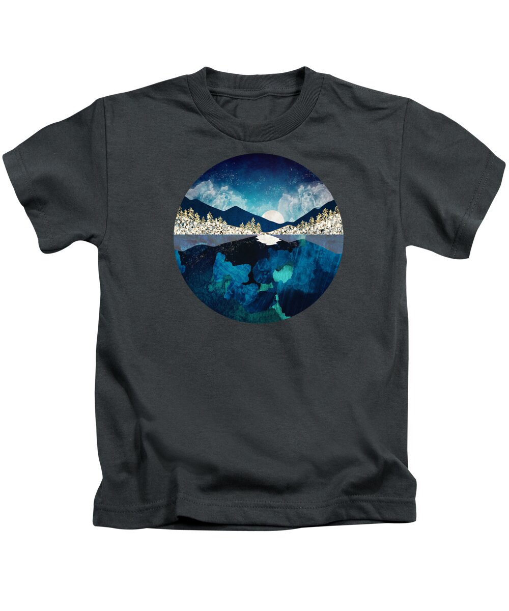 Digital Kids T-Shirt featuring the digital art Midnight Water by Spacefrog Designs