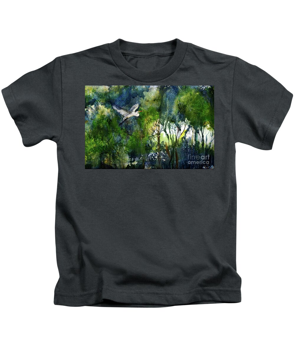 Landscape Kids T-Shirt featuring the painting Mighty Flighty by Francelle Theriot
