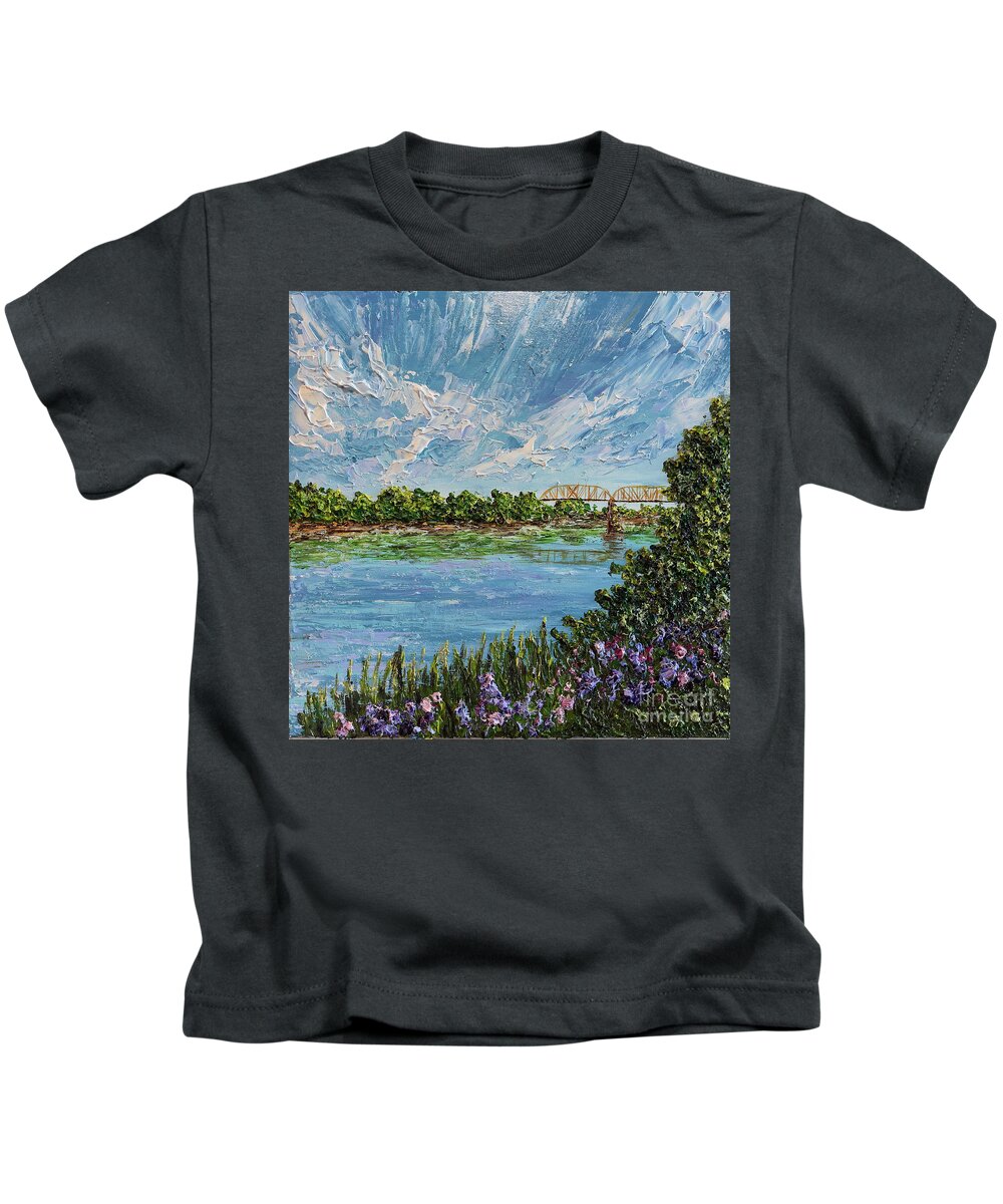 Missouri Kids T-Shirt featuring the painting Missouri Morning SOLD by Linda Donlin
