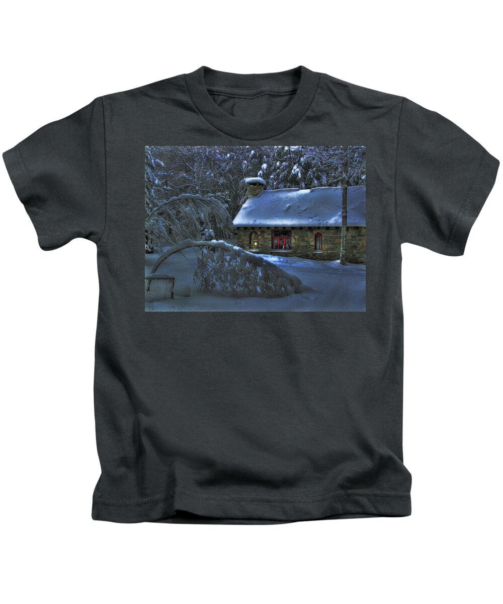 Moon Kids T-Shirt featuring the photograph Moonlight on the Stonehouse by Wayne King