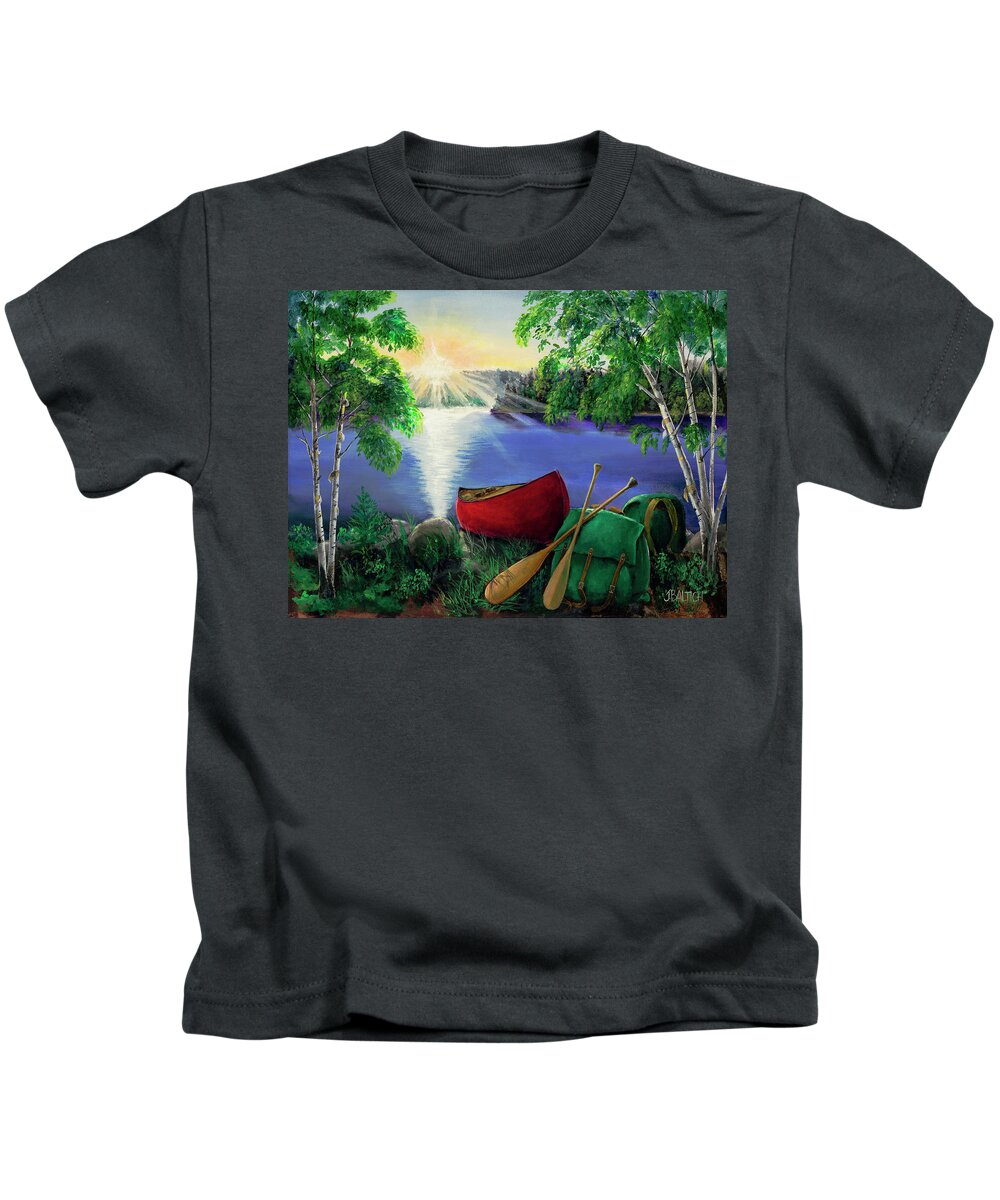 Canoe Kids T-Shirt featuring the digital art Morning Sun by Joe Baltich