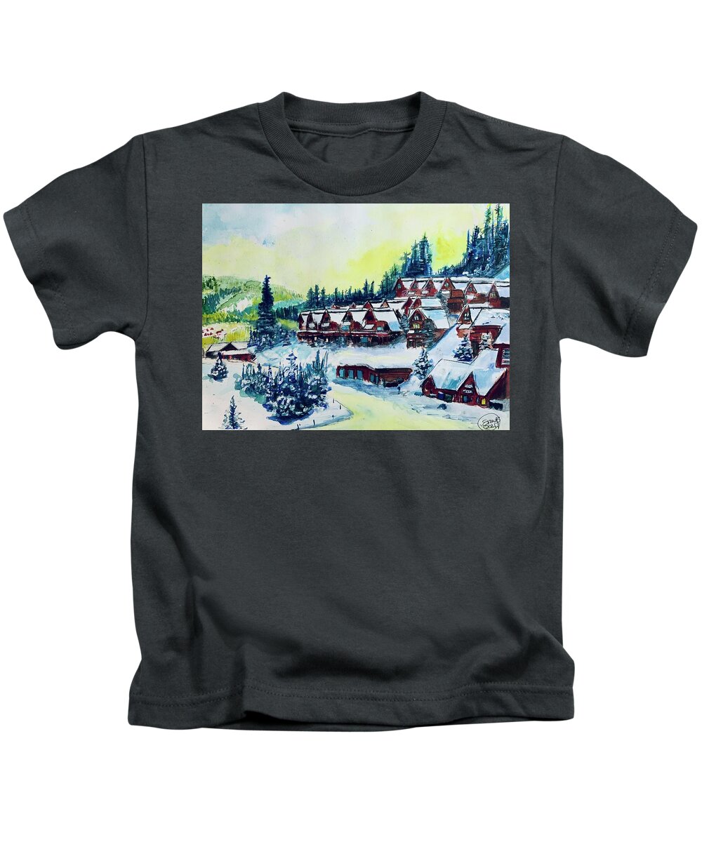 Big Sky Kids T-Shirt featuring the mixed media Morning Under the Big Sky by Eileen Backman