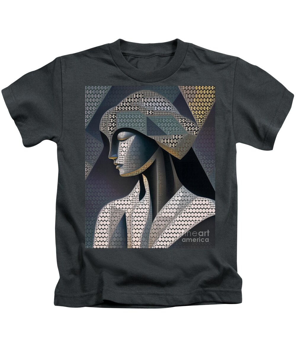 Abstract Kids T-Shirt featuring the digital art Mosaic Style Abstract Portrait - 01359 by Philip Preston