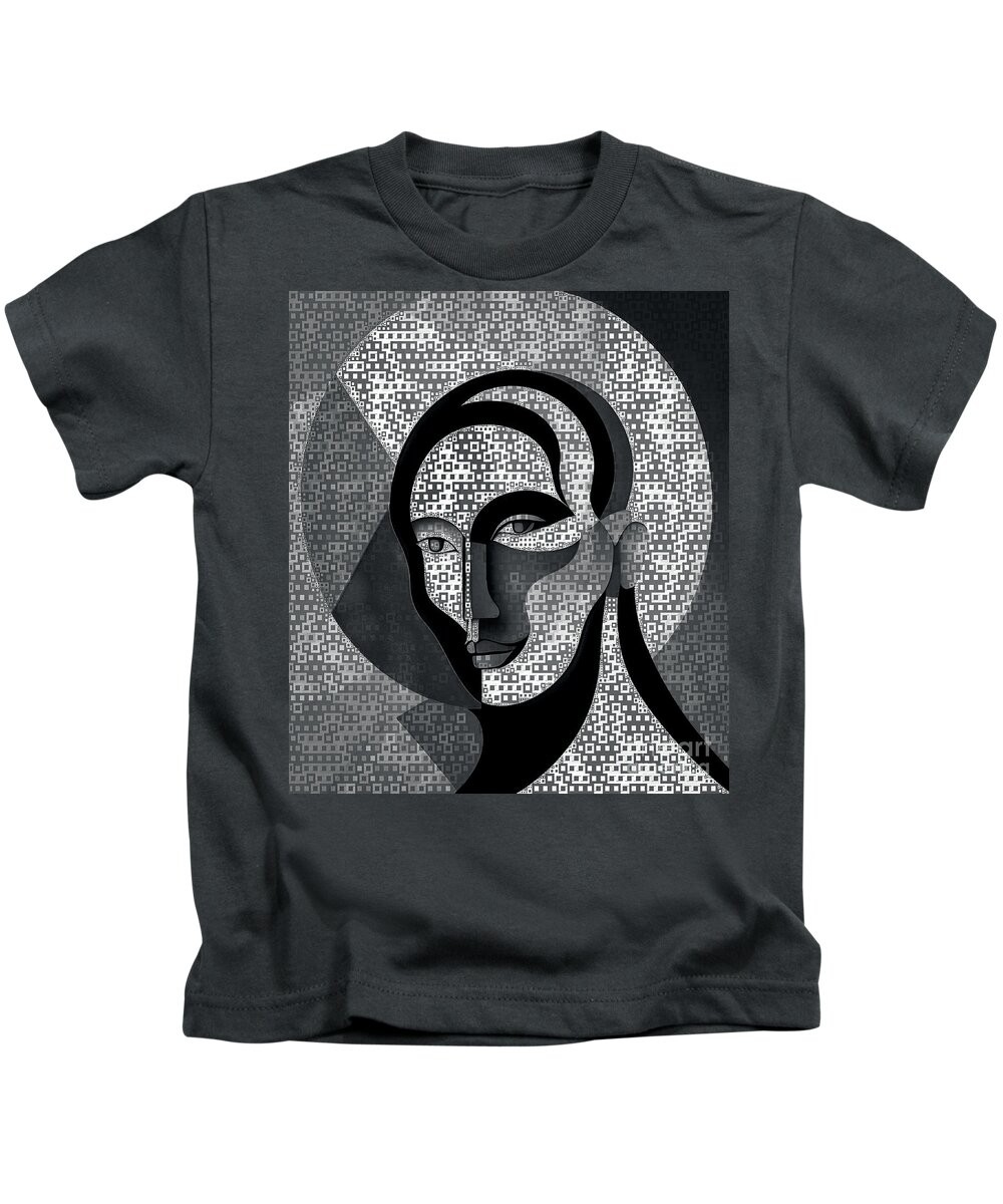 Abstract Kids T-Shirt featuring the digital art Mosaic Style Abstract Portrait - 01461 by Philip Preston