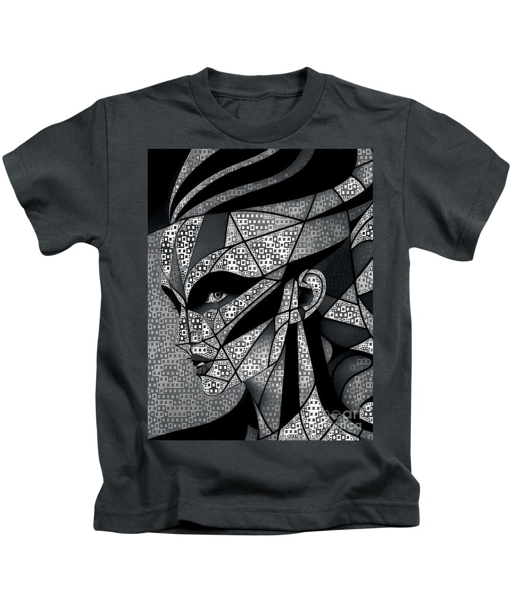 Abstract Kids T-Shirt featuring the digital art Mosaic Style Abstract Portrait - 01466 by Philip Preston