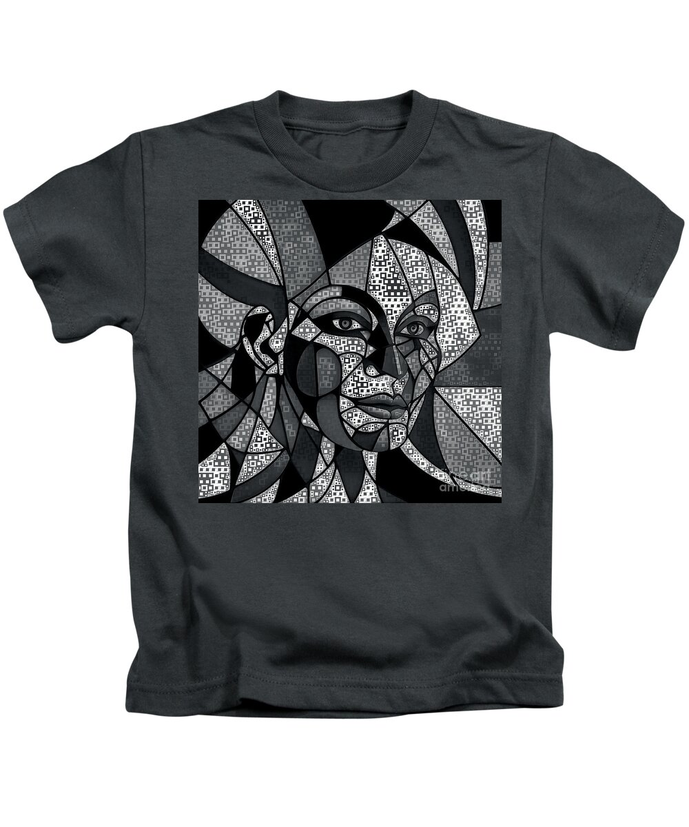 Abstract Kids T-Shirt featuring the digital art Mosaic Style Abstract Portrait - 01468 by Philip Preston