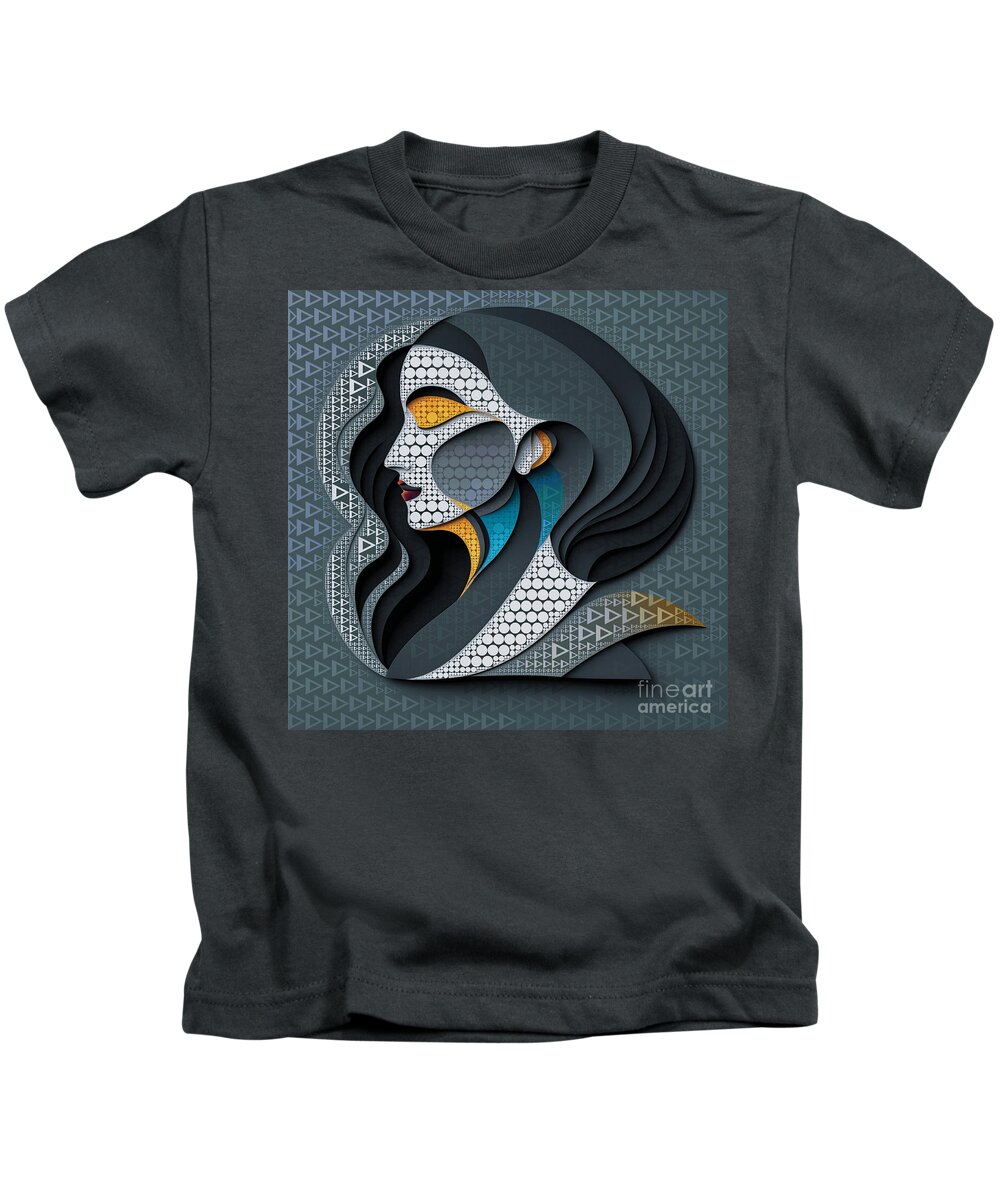 Abstract Kids T-Shirt featuring the digital art Mosaic Style Abstract Portrait - 01711 by Philip Preston