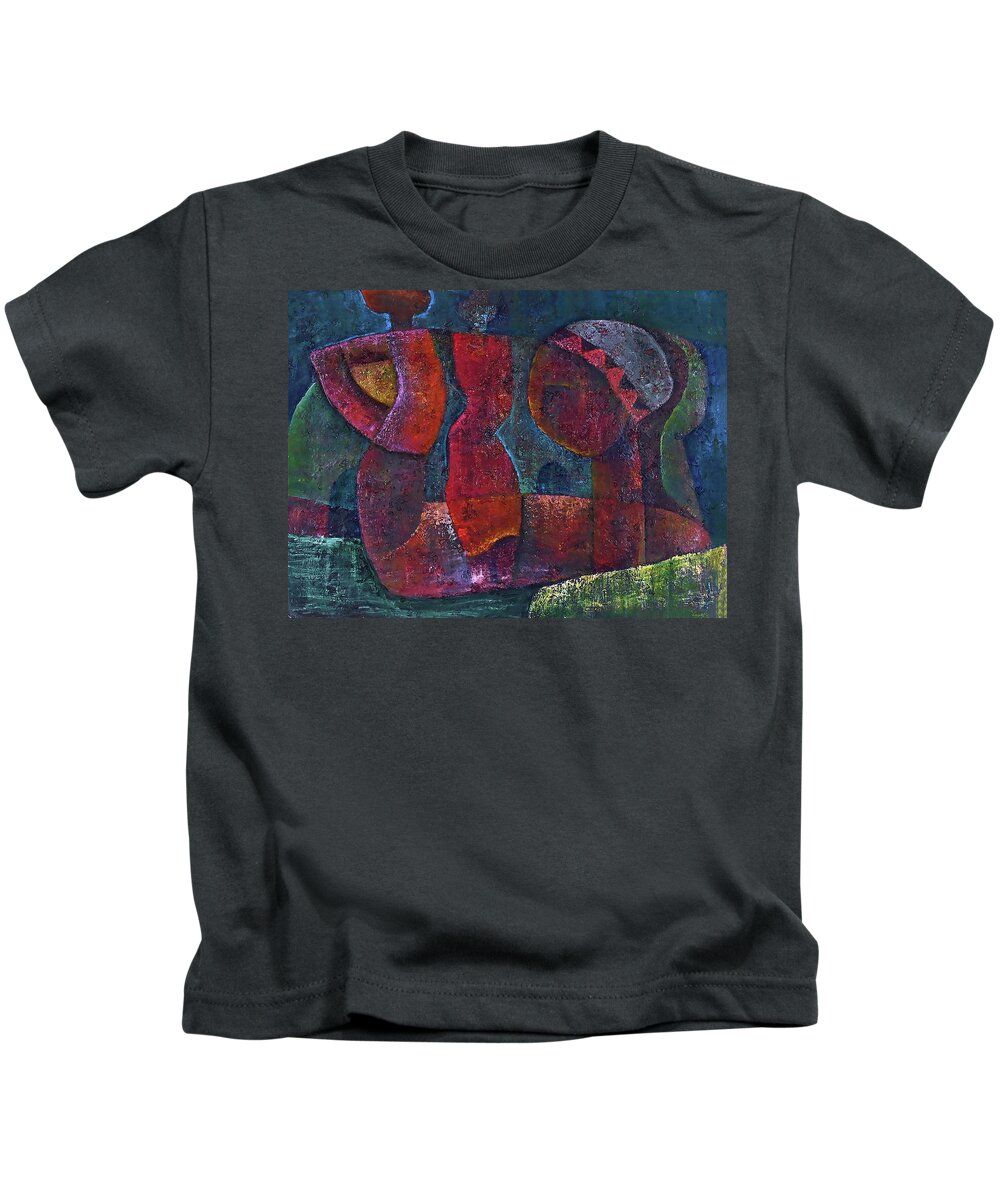 African Art Kids T-Shirt featuring the painting Mother Looks On by Martin Tose 1959-2004