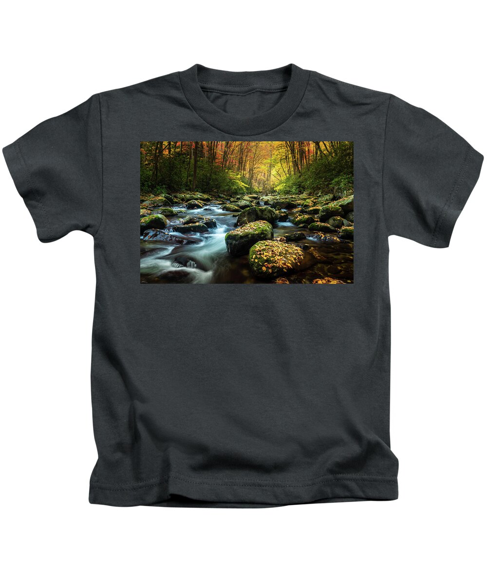 Big Creek Kids T-Shirt featuring the photograph Mountain Streams by Darrell DeRosia