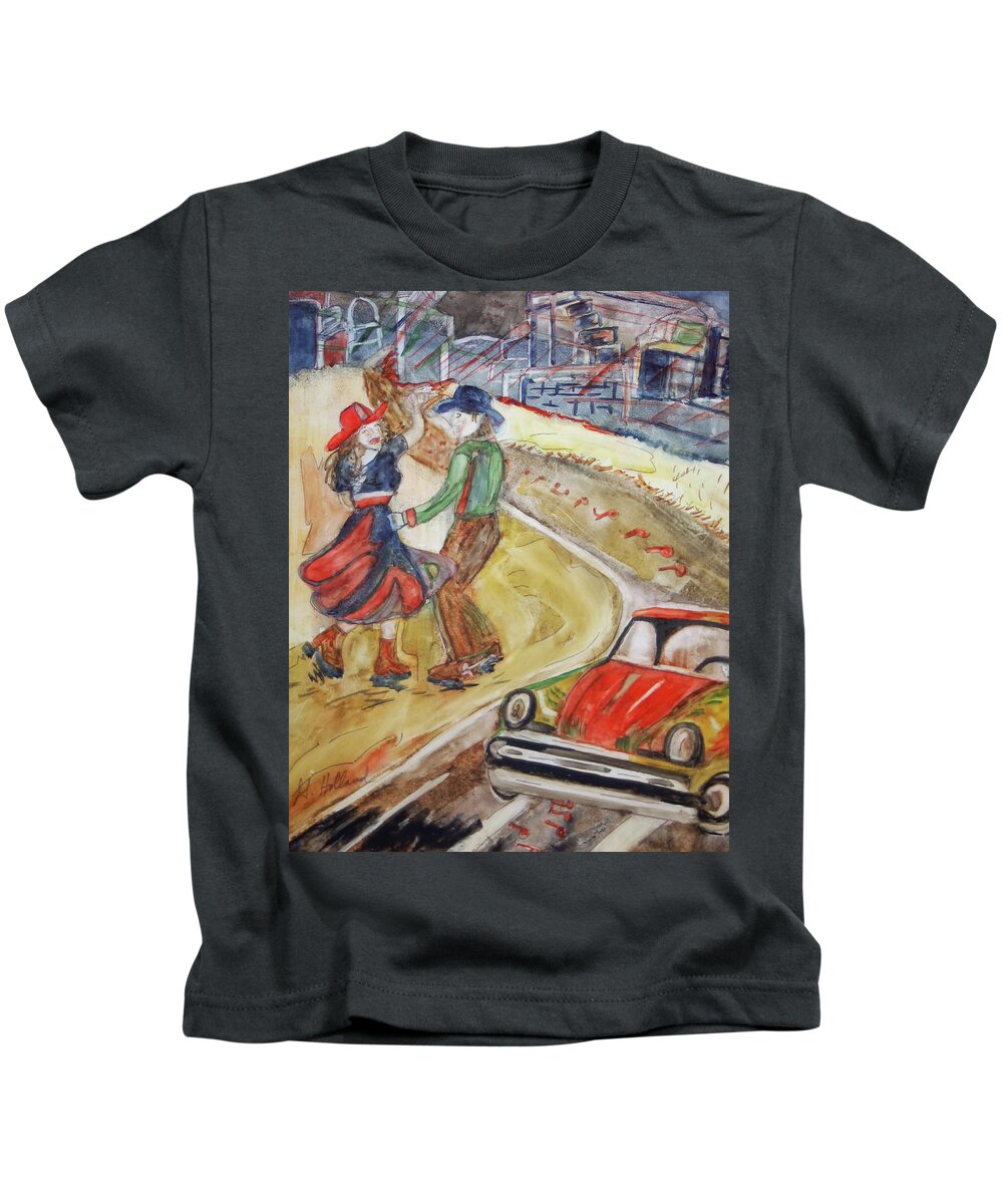 People Kids T-Shirt featuring the painting Austin, Music Capital of the World by Genevieve Holland