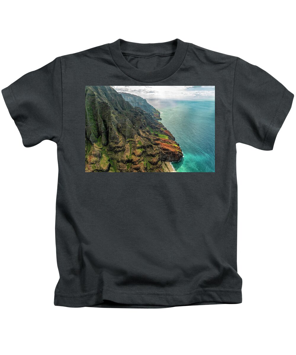 Hawaii Kids T-Shirt featuring the photograph Na Pali Coast in the Mist by Betty Eich