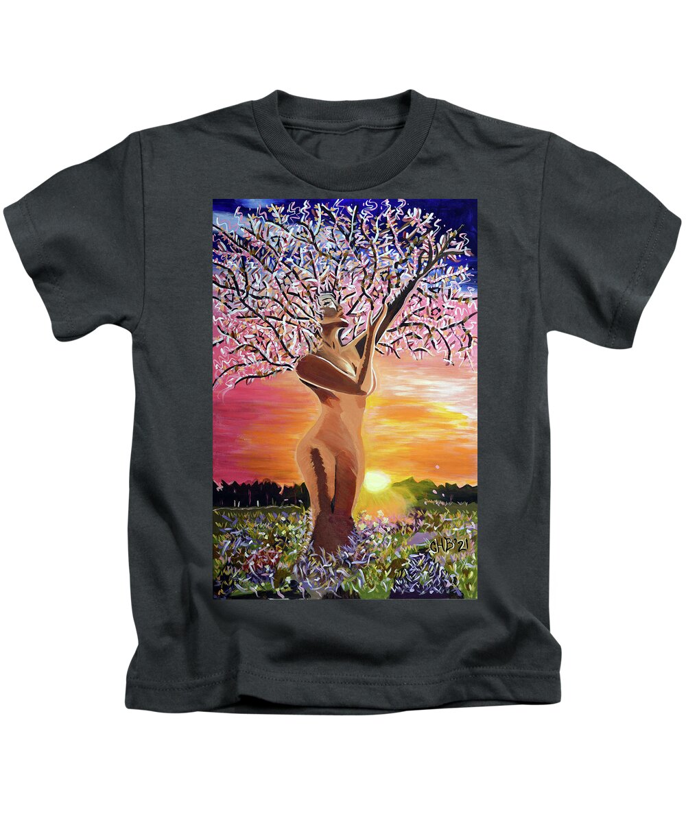 Earth Kids T-Shirt featuring the painting Nature's Radicle Seed by Chiquita Howard-Bostic