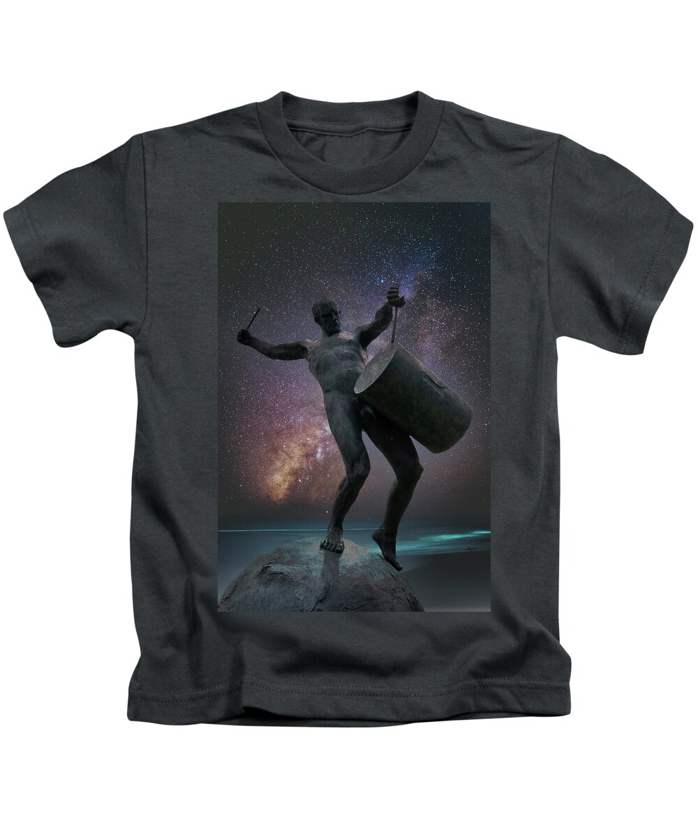 Drummer Kids T-Shirt featuring the photograph Night drummer by Steev Stamford