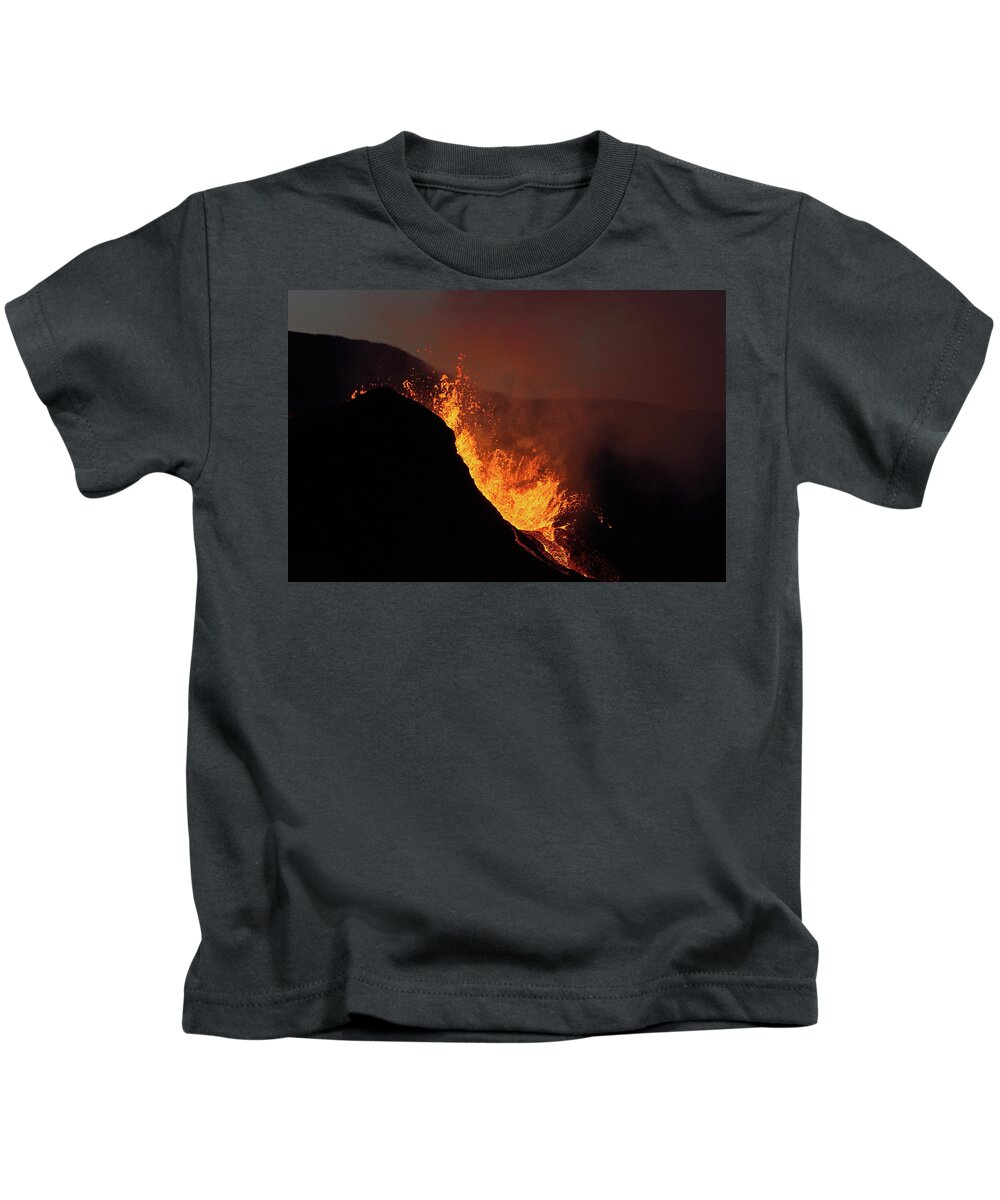 Volcano Kids T-Shirt featuring the photograph Night fire #1 by Christopher Mathews