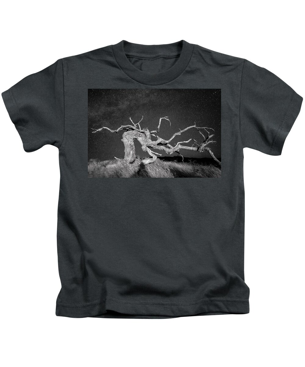 Night Guardian Kids T-Shirt featuring the photograph Night Guardian in Black and W hite by Heidi Fickinger