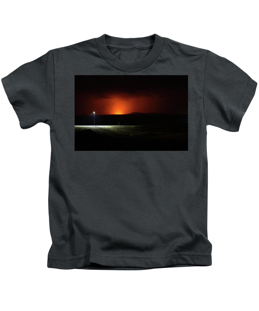 Volcano Kids T-Shirt featuring the photograph Night of the volcano by Christopher Mathews