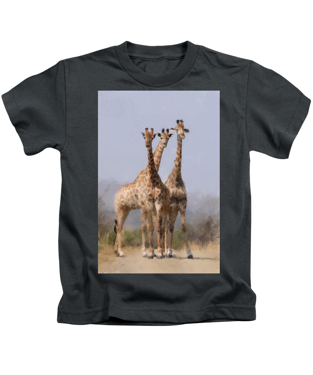Giraffe Kids T-Shirt featuring the painting Northern Giraffe by Gary Arnold