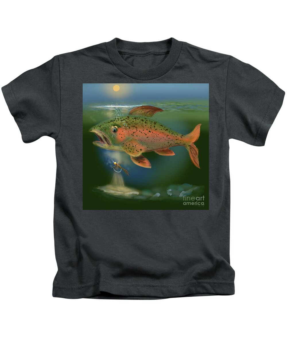 Fly Fishing Kids T-Shirt featuring the digital art Not Falling for That by Doug Gist