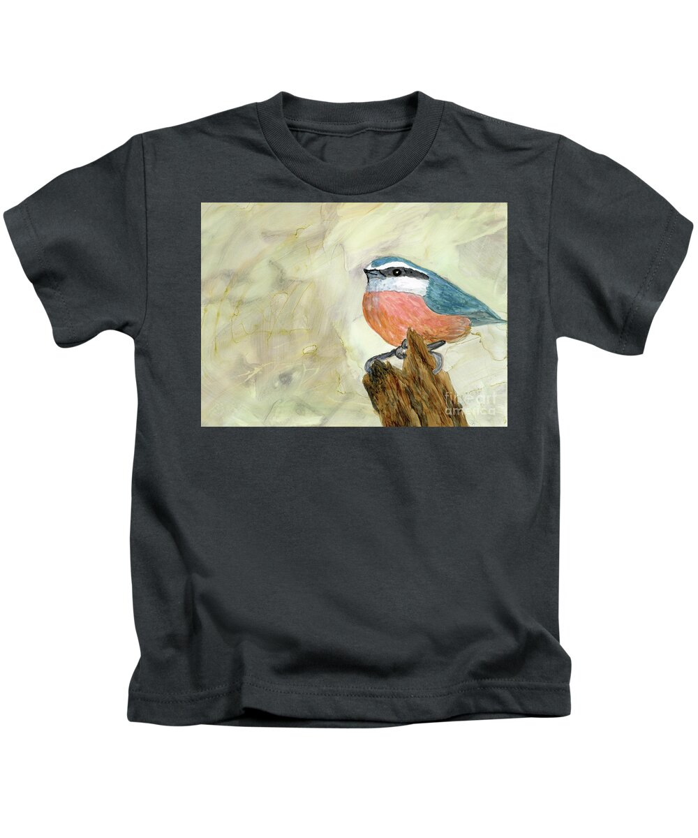 Nuthatch Kids T-Shirt featuring the painting Nuthatch by Julie Greene-Graham
