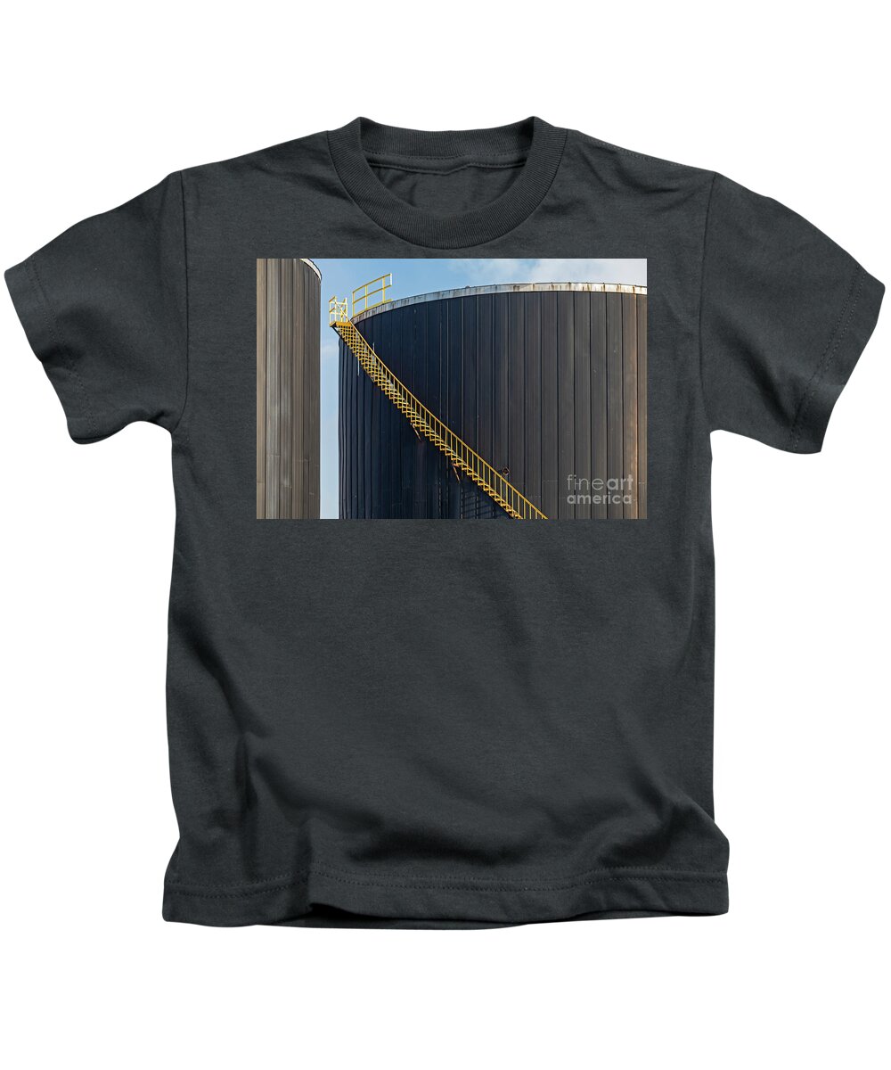 Oil Kids T-Shirt featuring the photograph Oil Storage Tanks by Jim West