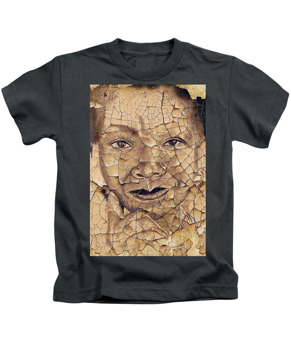  Kids T-Shirt featuring the mixed media old Photo by Angie ONeal