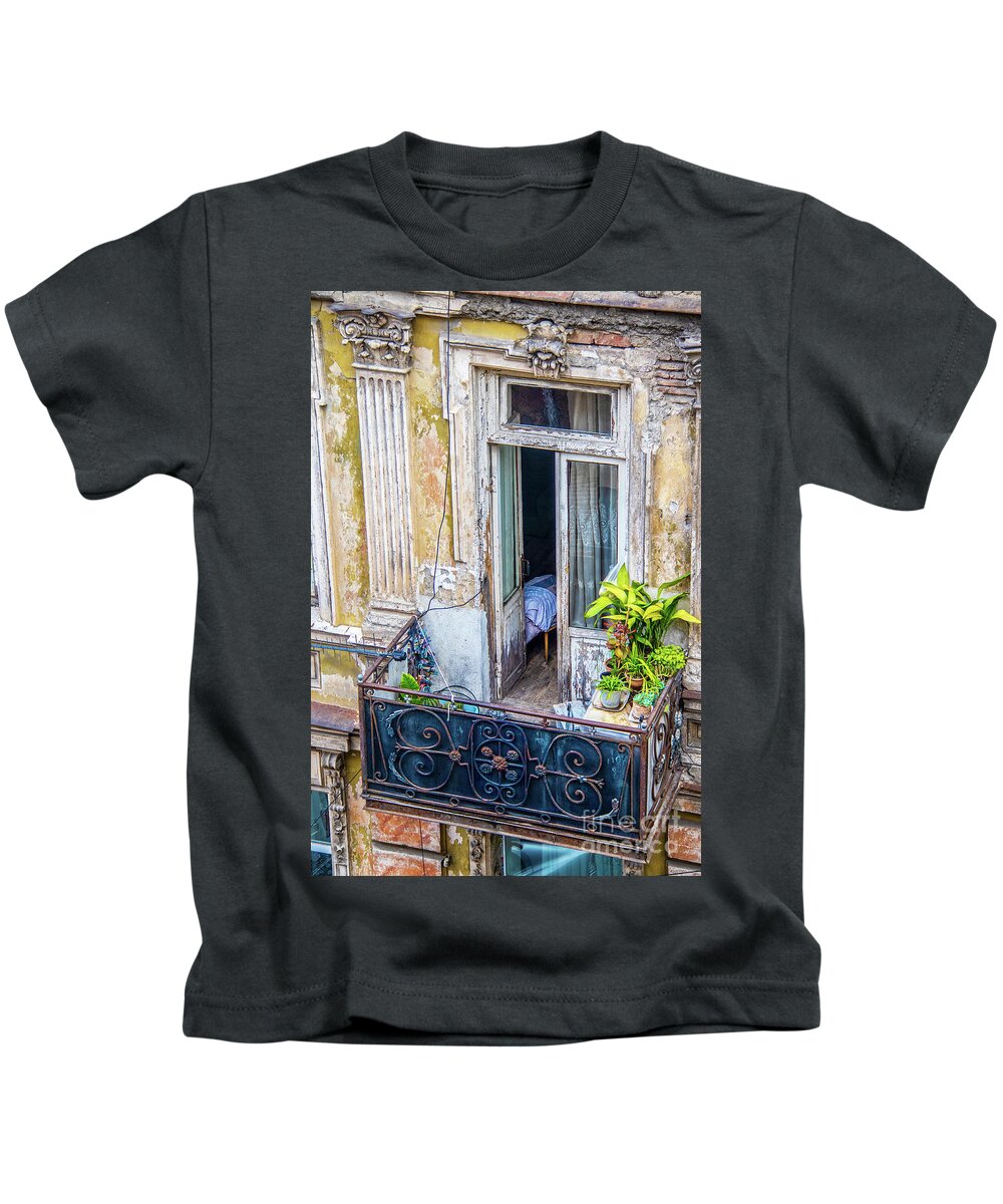 Apartment Kids T-Shirt featuring the photograph Old World Balcony by Susan Vineyard