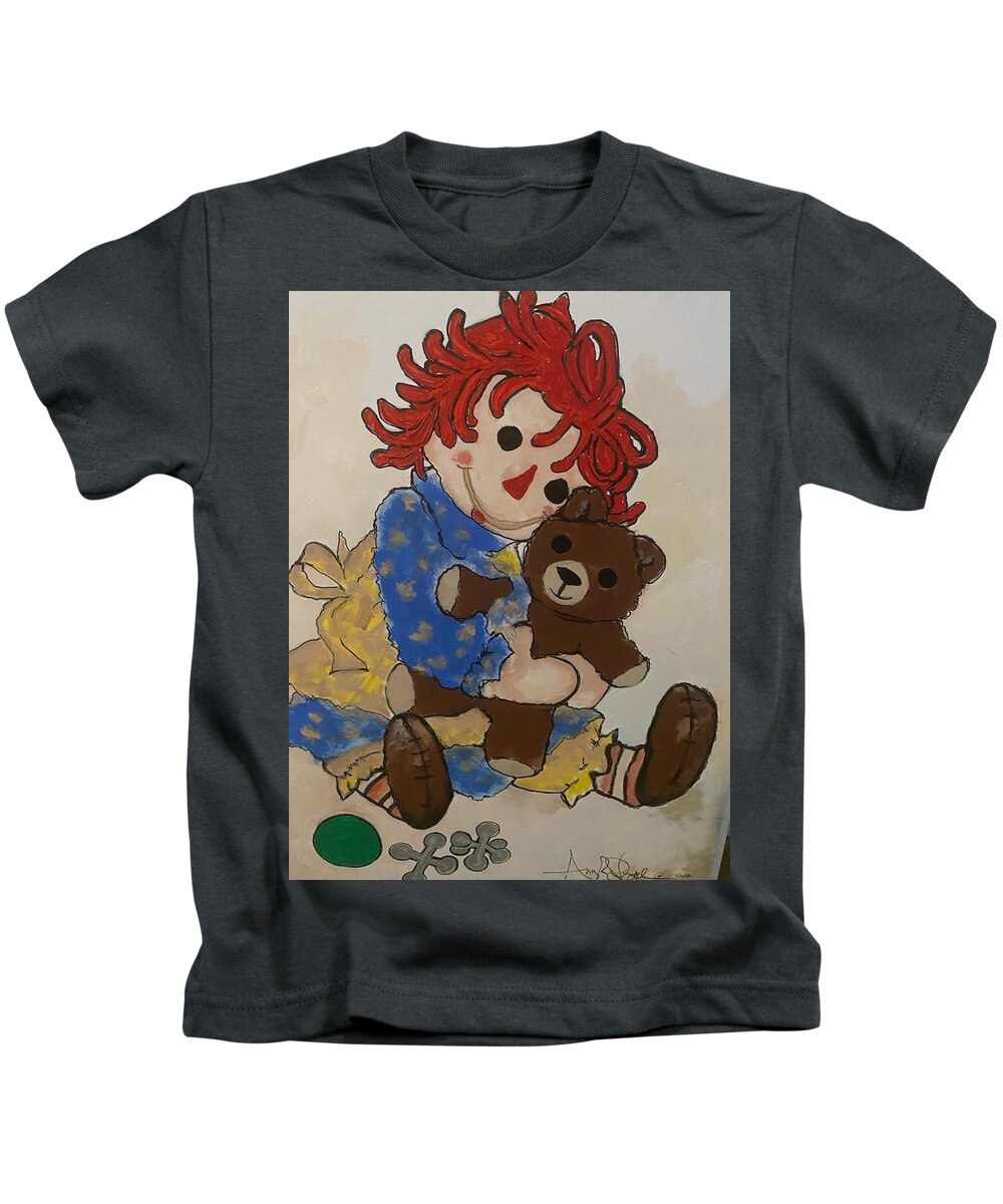  Kids T-Shirt featuring the painting Ole School by Angie ONeal