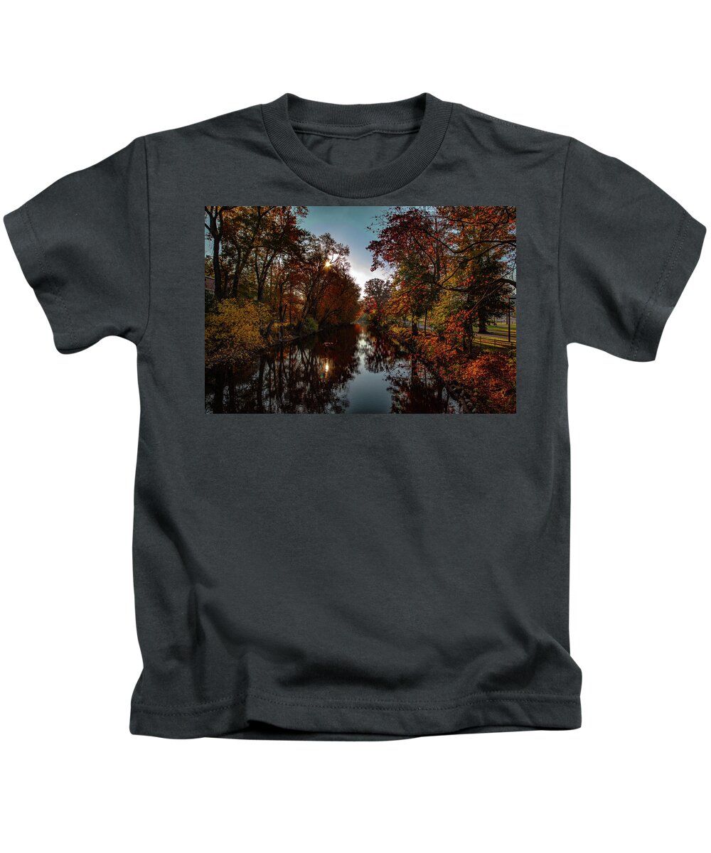 Michigan State University Kids T-Shirt featuring the photograph On the banks of the Red Cedar in the fall by Eldon McGraw