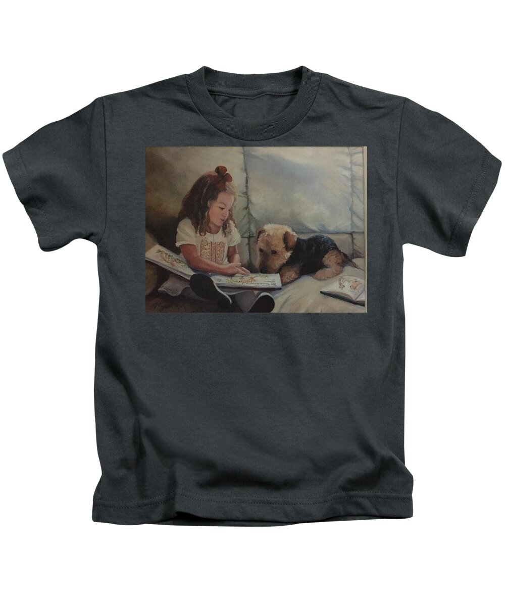 Young Girl Kids T-Shirt featuring the painting Once Upon A Time by Judy Rixom