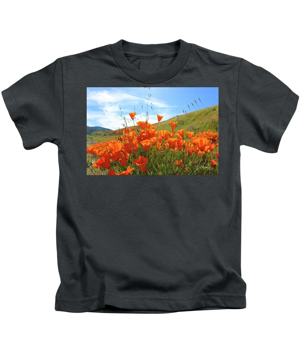 Flowers Kids T-Shirt featuring the photograph Once Upon a Time in a Poppy field by Marcus Jones