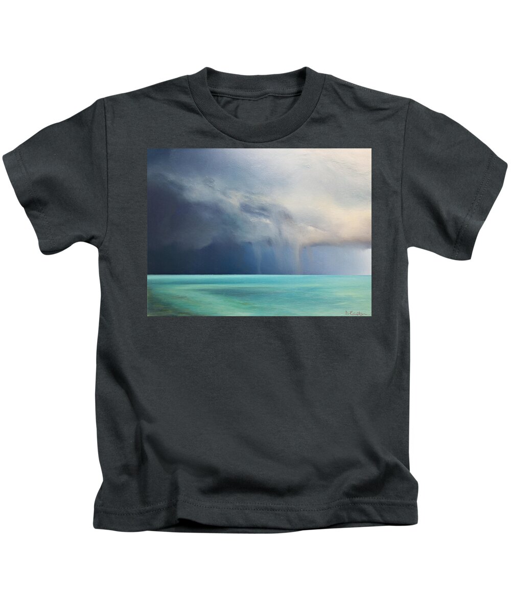 Derek Kaplan Kids T-Shirt featuring the painting Opt.30.20 'Storm' by Derek Kaplan