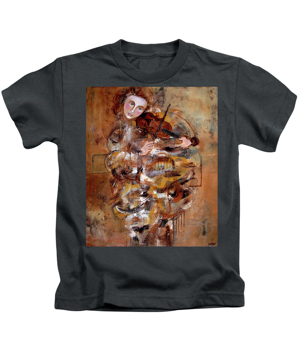 Figurative Kids T-Shirt featuring the painting Opus In Brown by Jim Stallings