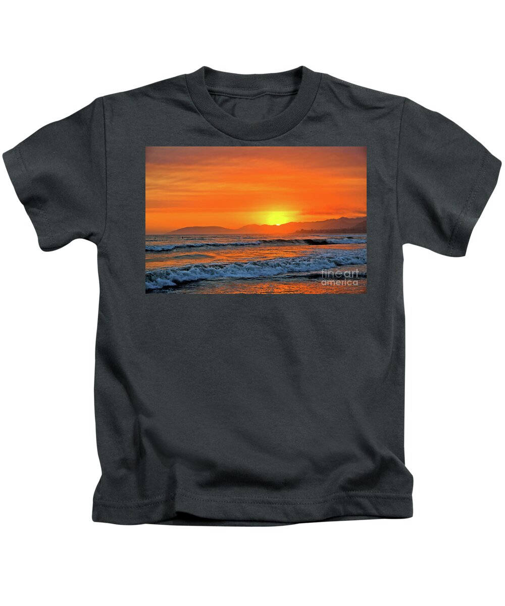 Sunset Kids T-Shirt featuring the photograph Orange Sunset by Vivian Krug Cotton