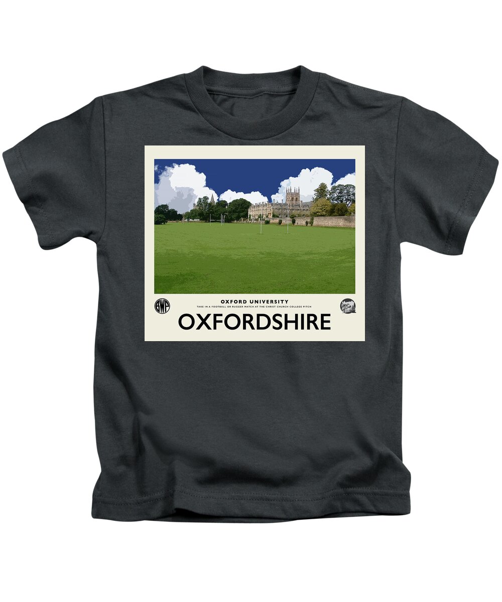 Oxford University Kids T-Shirt featuring the photograph Oxford Pitch Cream Railway Poster by Brian Watt