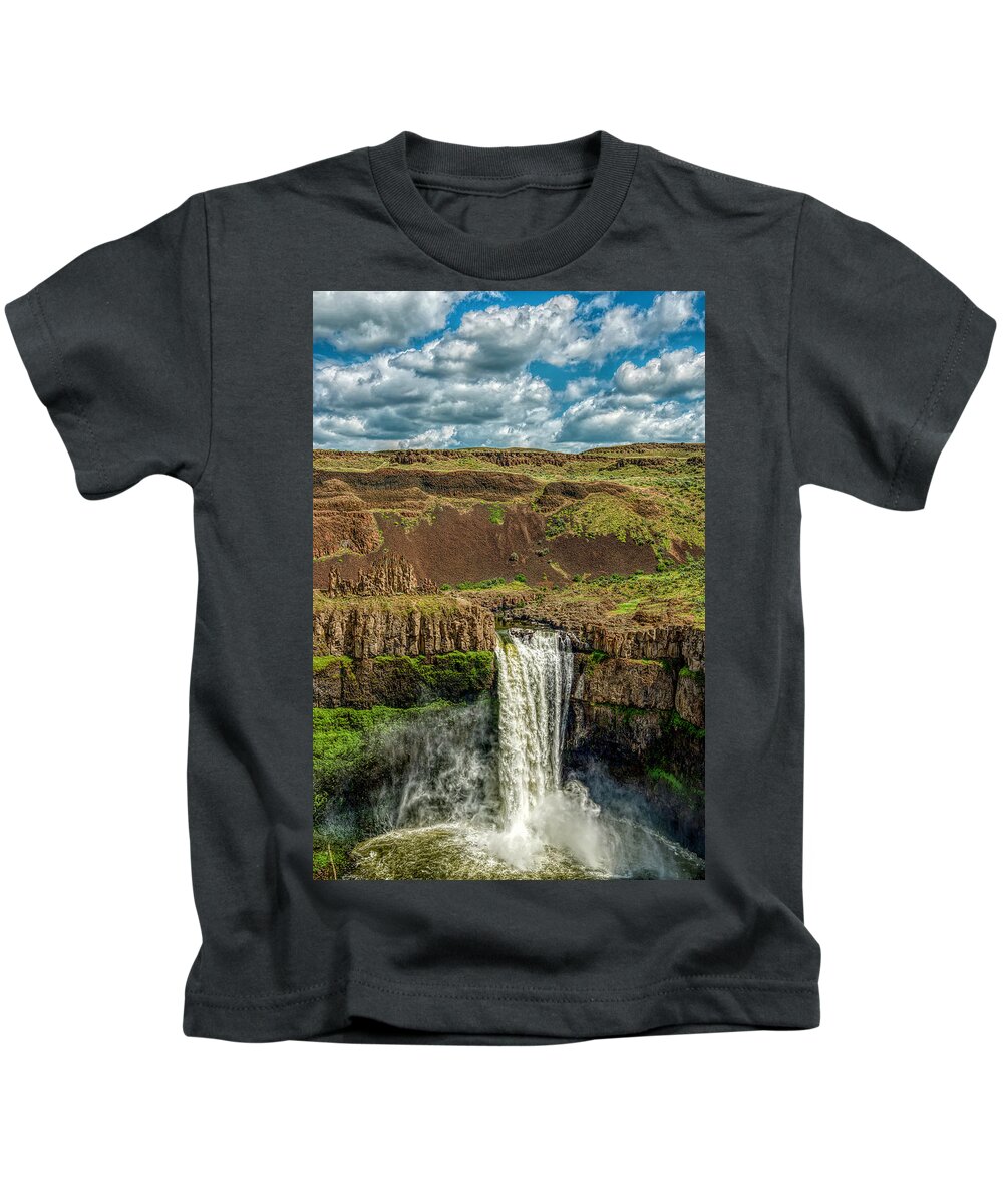 Water Falls Kids T-Shirt featuring the photograph Palouse Falls by Pamela Dunn-Parrish