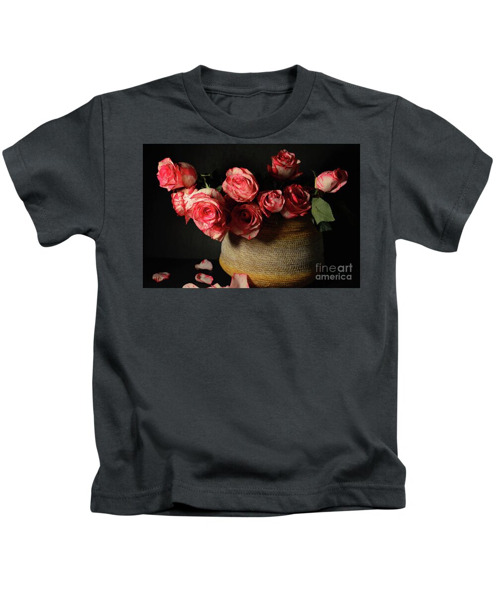 Sentimental Kids T-Shirt featuring the photograph Panier Sentimental De Roses by Diana Mary Sharpton