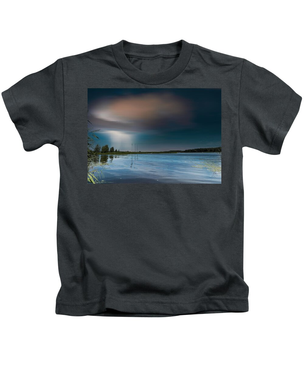 Artwork Kids T-Shirt featuring the photograph Paradise River In Blue by Aleksandrs Drozdovs