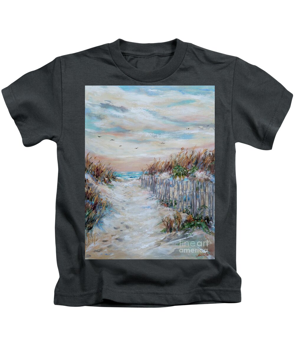 Beach Kids T-Shirt featuring the painting Path and Fence by Linda Olsen