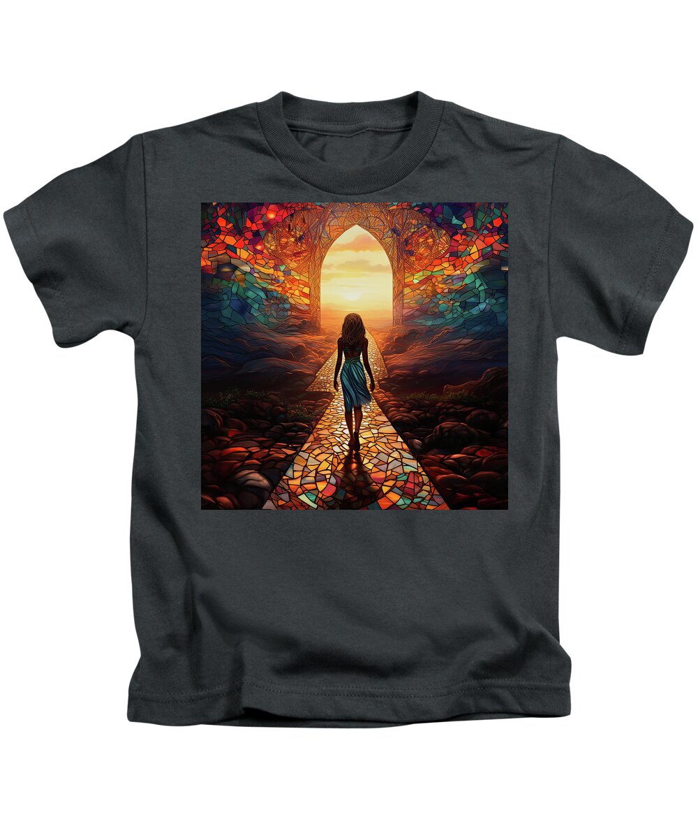 Christian-themed Artwork Kids T-Shirt featuring the digital art Pathway To Heaven by Gian Smith