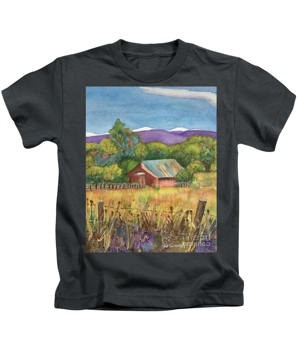 Barn Kids T-Shirt featuring the painting Peaceful Valley by Sue Carmony