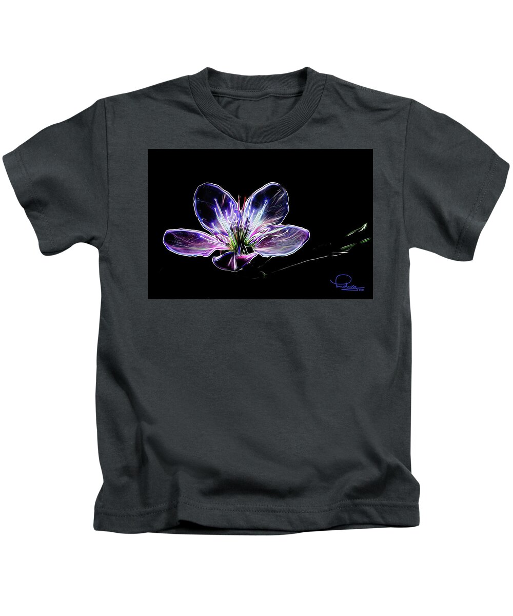 Flower Kids T-Shirt featuring the digital art Peach Blossom - 2021 by Ludwig Keck