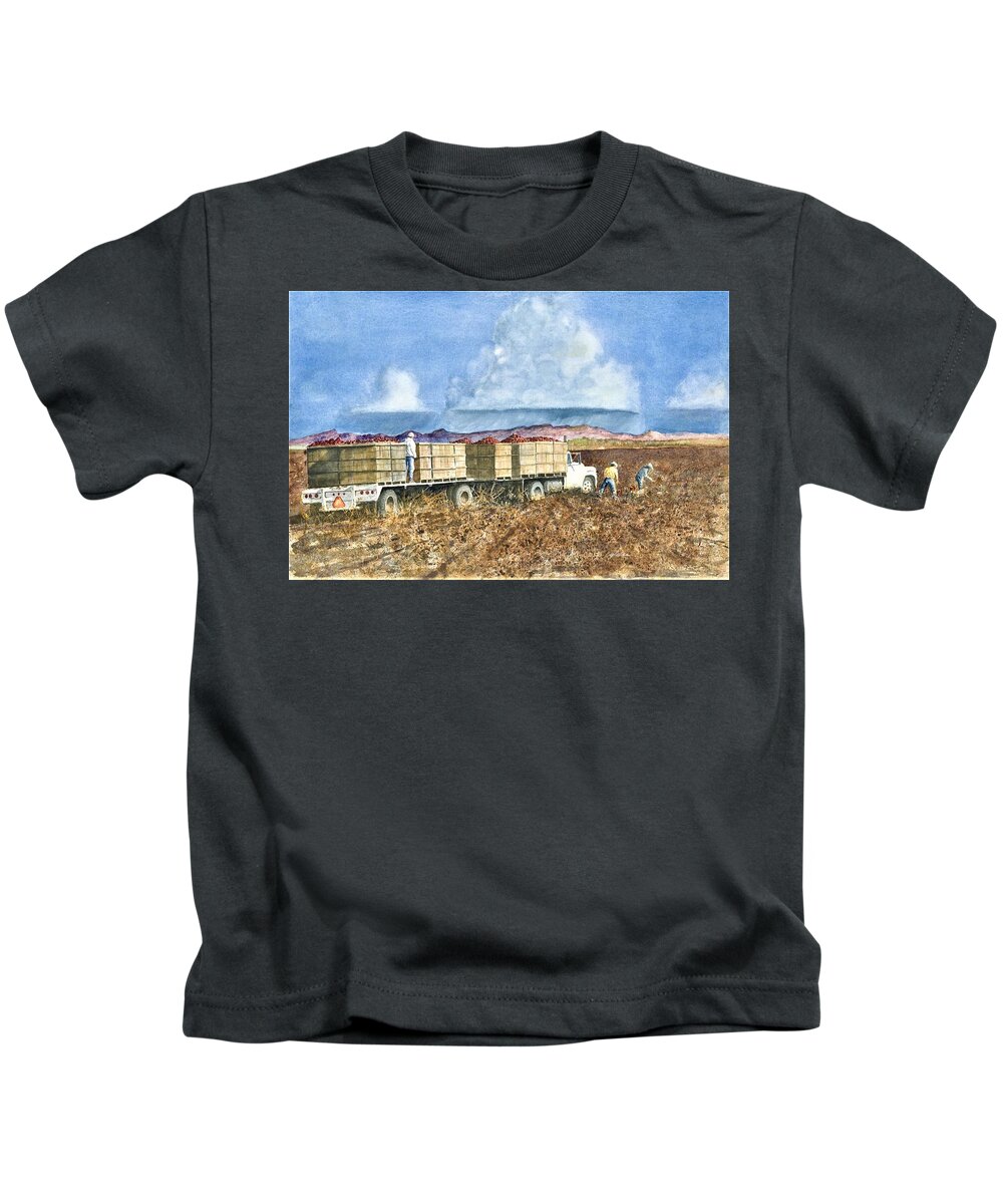 Peppers Kids T-Shirt featuring the painting Pepper Fields by John Glass