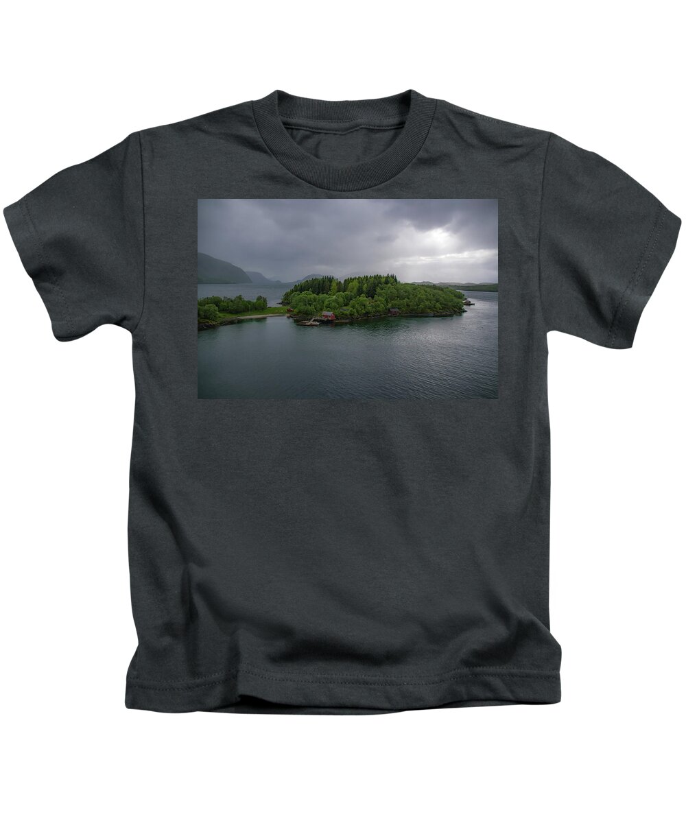 Norway Kids T-Shirt featuring the photograph Picturesque Island in a Norwegian Fjord by Matthew DeGrushe