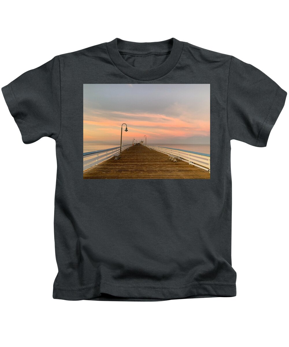 Sunrise Kids T-Shirt featuring the photograph Pier Sunrise by Brian Eberly