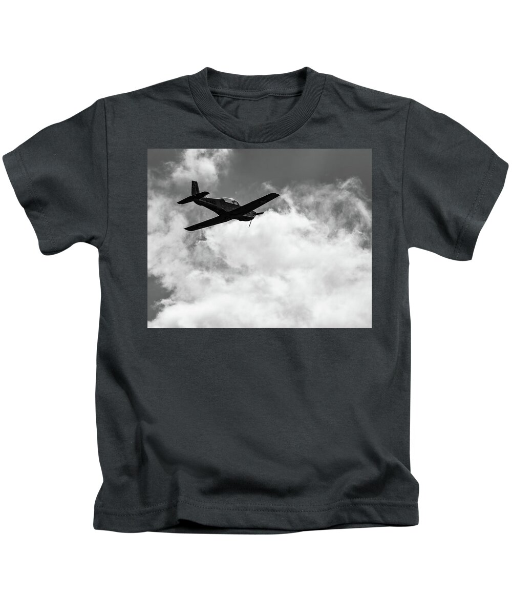 P-3 Kids T-Shirt featuring the photograph Pilatus P-3 -BW 003 by Flees Photos