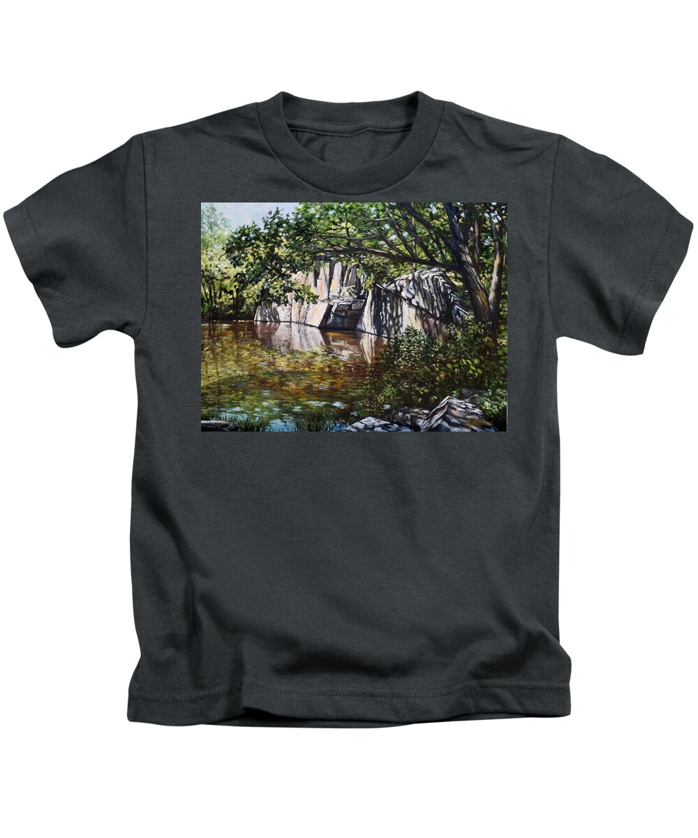 Rockport Kids T-Shirt featuring the painting Pine Pit, Rockport, MA by Eileen Patten Oliver
