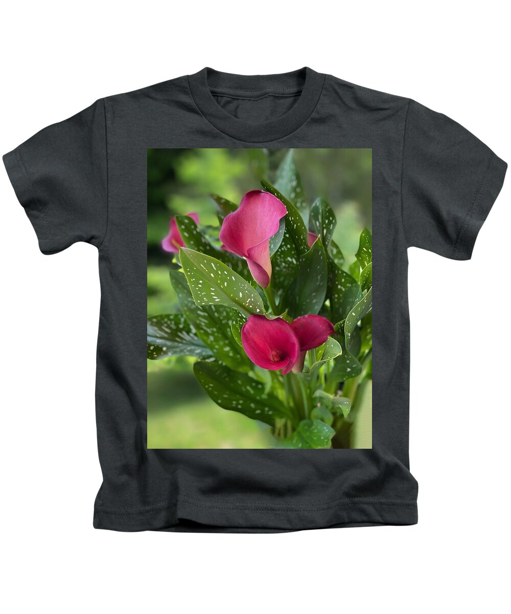 Pink Flowers Kids T-Shirt featuring the photograph Pink Calla Lilies by Jerry Abbott